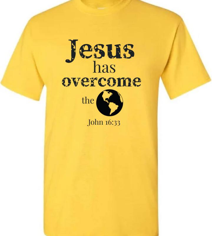 Yellow Short sleeve t-shirt / Adult (Jesus has overcome the World)