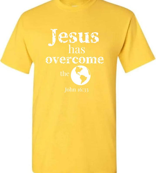 Yellow Short sleeve t-shirt / Adult (Jesus has overcome the World)